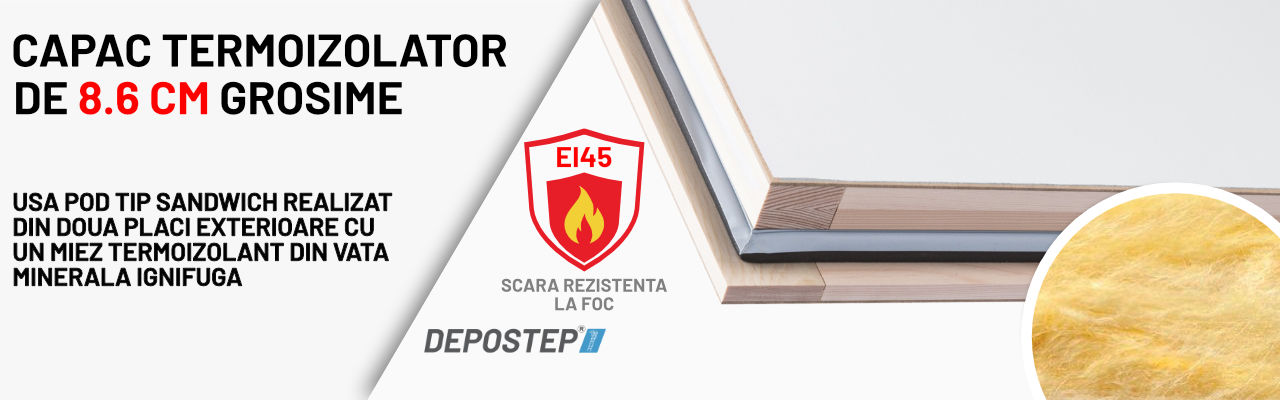 Scara pod antifoc DEPOSTEP AST 45 - capac ignifug termoizolator de 8.6cm scara pod antifoc